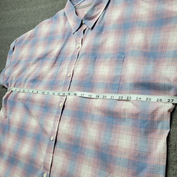 Ridgecut Shirt Womens 2XL Pink Blue Plaid Short Sleeve Button Up Workwear Top - Picture 4 of 8